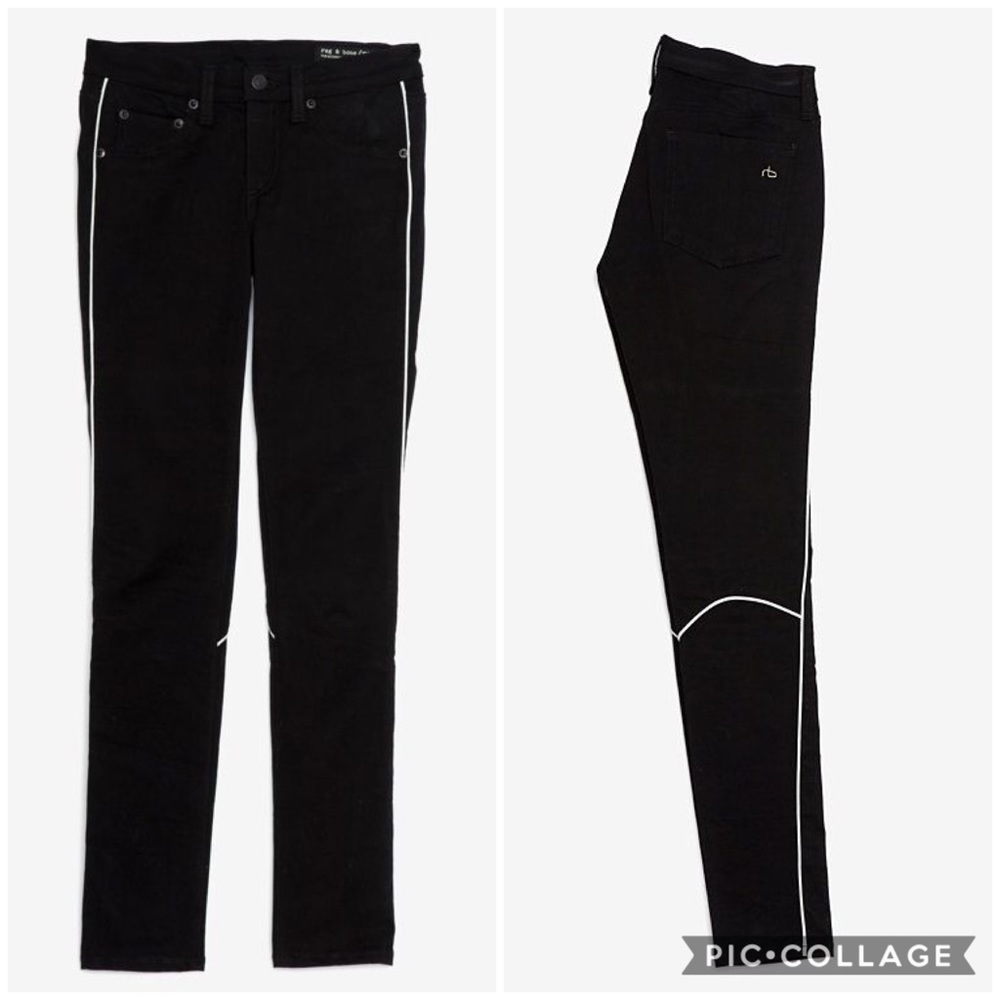 🔥Sale🔥Rag & Bone Leather Piping Bomber Skinny Jeans Size 26